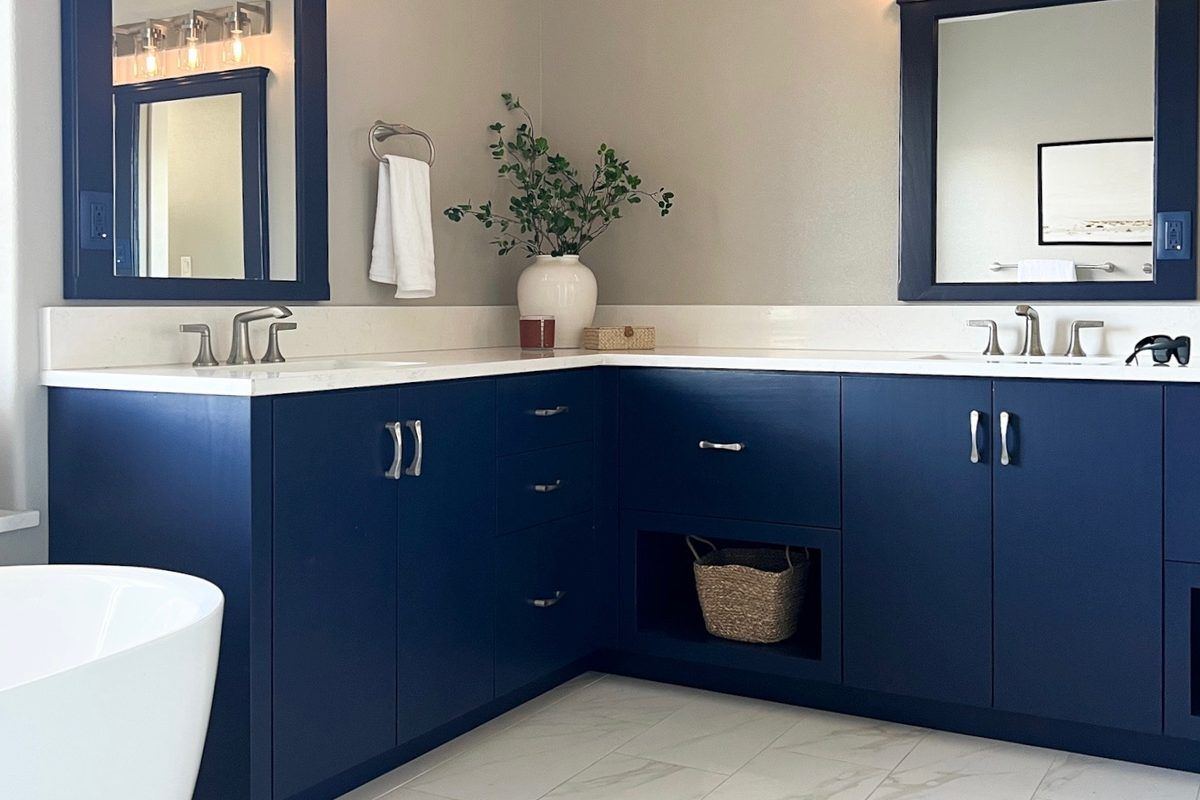 Navy master bath