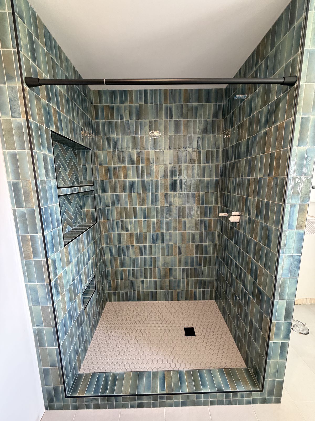 Handmade blue-green shower