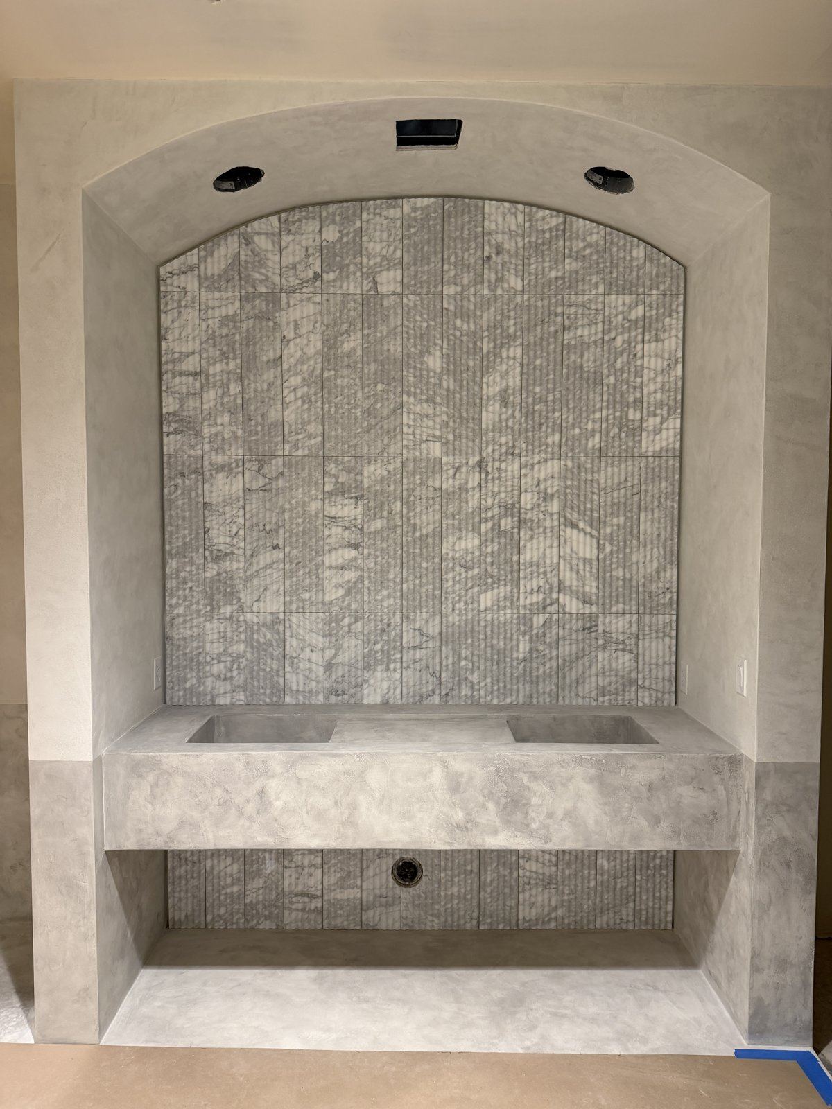 Arched micro cement vanity
